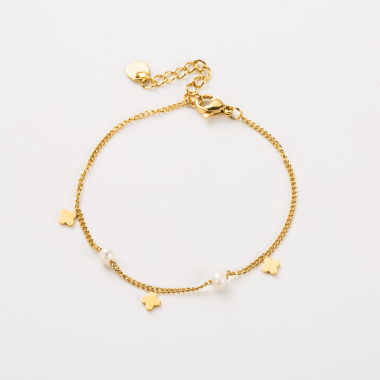 Wholesaler Satine - Fine Clover Curb Link Bracelet and Freshwater Pearls