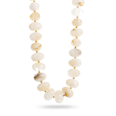 Grossiste Satine - Collier Larges Perles de Pierres Naturelles