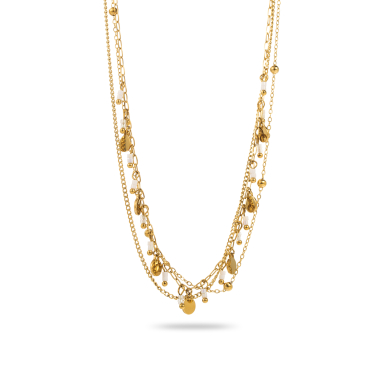 Großhändler Satine - Mehrreihige Halskette mit Quasten und Heishi-Perlen