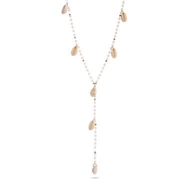 Wholesaler Satine - Pendant Necklace with Glass Beads and Shell