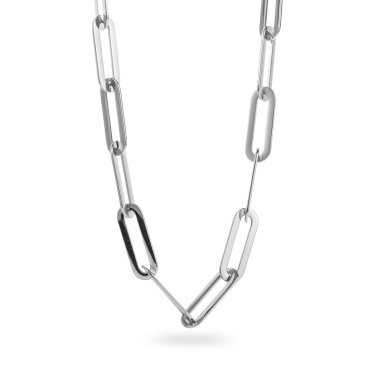 Großhändler Satine - Große Halskette mit Perlenanhänger aus Stahl