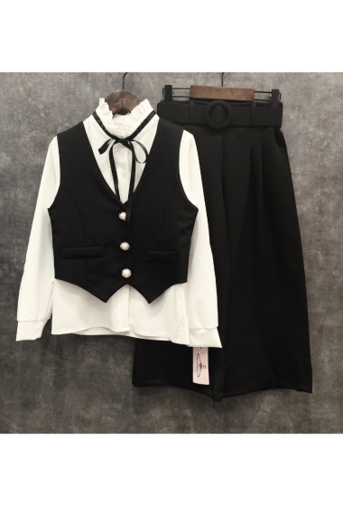 Wholesaler Squared & Cubed - Girl 3-piece set shirt + vest + wide short pants