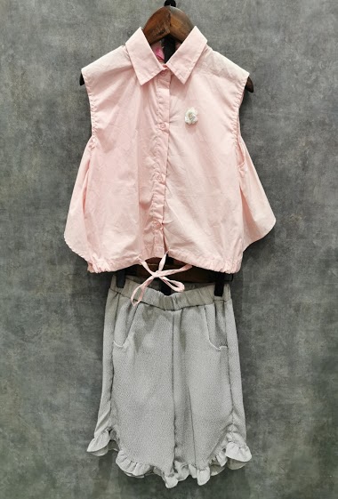 Set of shirt with culotte skirt