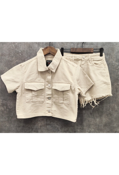 Wholesaler Squared & Cubed - Set of jeans shirt+short for girl
