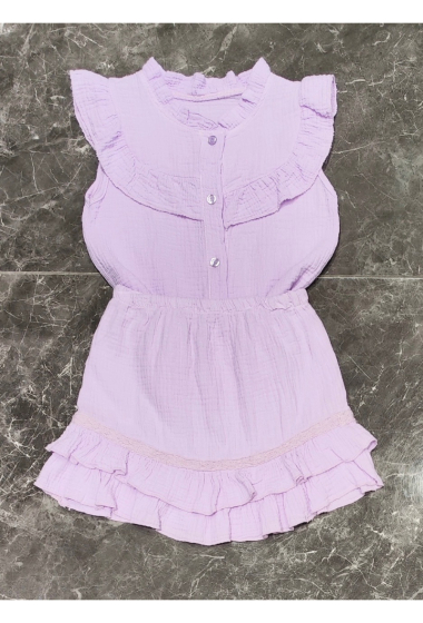 Wholesaler Squared & Cubed - Cotton gauze blouse + ruffled skirt set