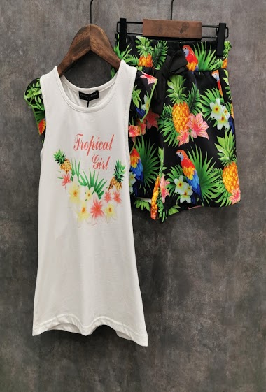 Set of tank with short "TROPICAL GIRL"