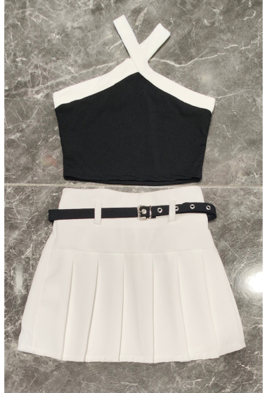 Wholesaler Squared & Cubed - Tank top + pleated skirt set with matching belt