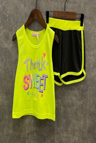 Wholesaler Squared & Cubed - Set of tank top + short with sequins "think sweet"