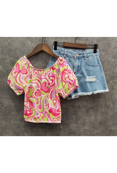 Mayorista Squared & Cubed - Set of printed top + jeans short