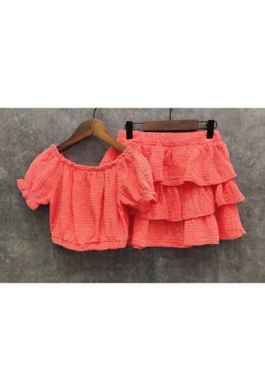 Wholesaler Squared & Cubed - Cotton gauze top + ruffled skirt set