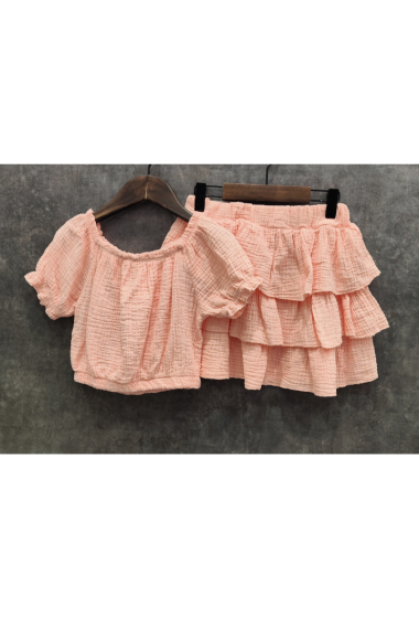 Wholesaler Squared & Cubed - Cotton gauze top + ruffled skirt set
