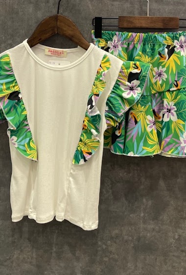 Wholesaler Squared & Cubed - Set of tropical printed tshirt + skirt short