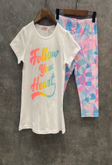 Wholesaler Squared & Cubed - Set of tshirt + shorter legging "Follow your heart"