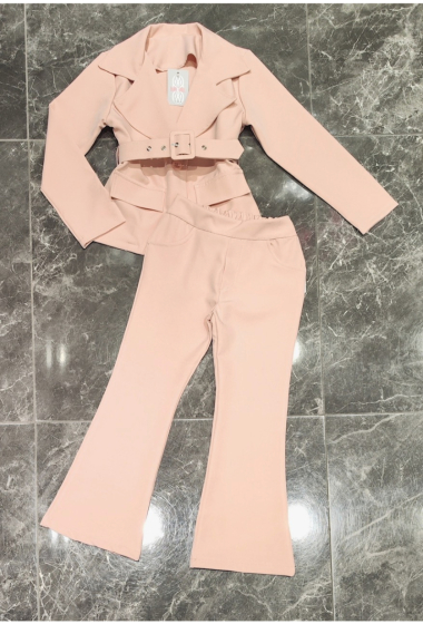 Wholesaler Squared & Cubed - Girls' blazer jacket with belt + flare pants set
