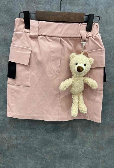 Cargo skirt with teddy bear keychain