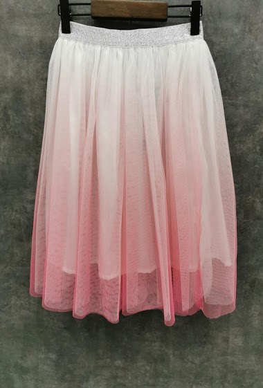 Mid-length tulle skirt with gradient color effect