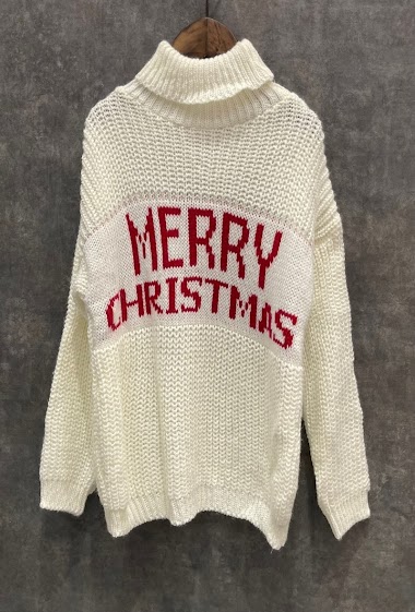 Unisex turtleneck wool pullover "MERRY CHRISTMAS"