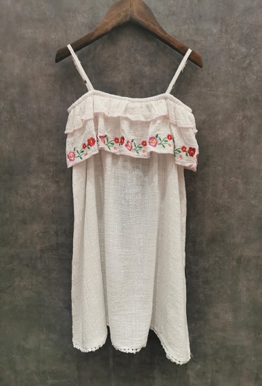 Mayorista Squared & Cubed - Embroided beach dress in cotton gauze