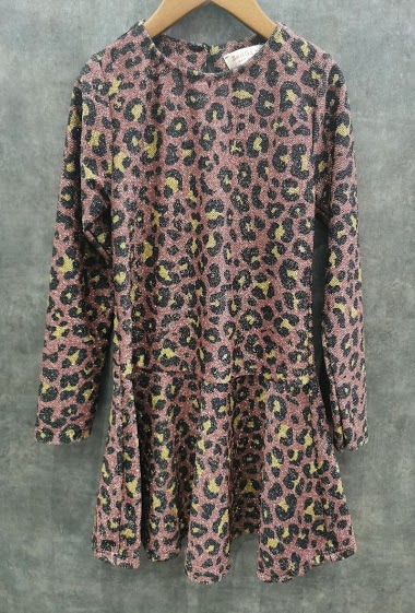 Großhändler Squared & Cubed - Leopard printed dress in lurex fabric