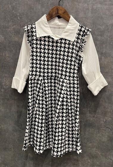 Houndstooth or checkered pattern dress