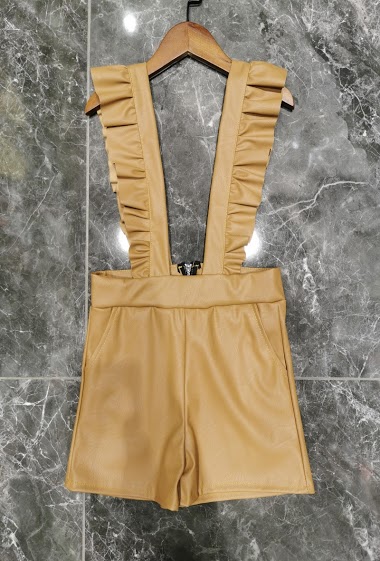 Imitation leather short overall