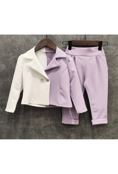Wholesaler Squared & Cubed - Baby girl's two-tone blazer + matching pants set