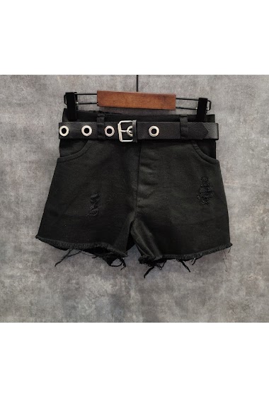 Grossiste Squared & Cubed - Short en jeans avec ceinture fantaisie