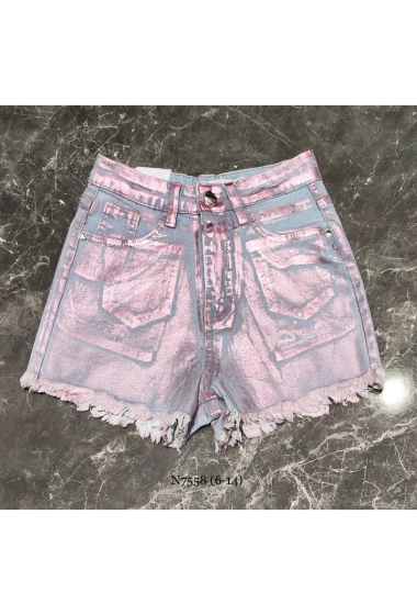 Wholesaler Squared & Cubed - Girls' denim shorts with fancy inserts
