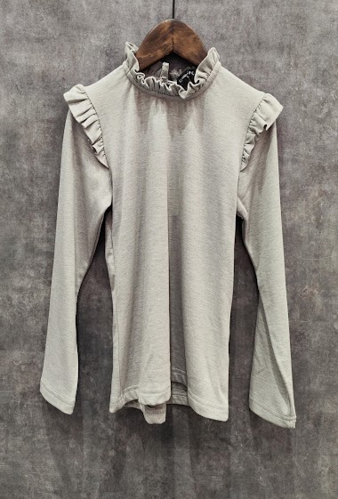 Thin fleece long sleeves tshirt with ruffles