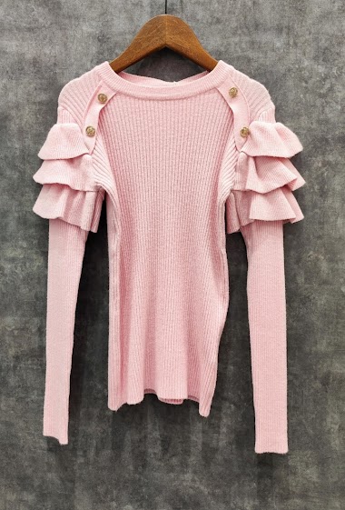 Großhändler Squared & Cubed - Thin ruffle pullover with golden buttons