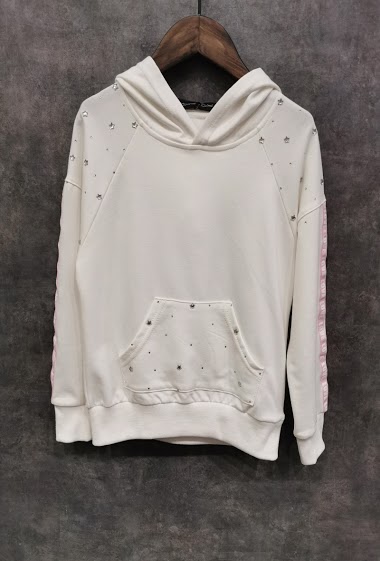 HOODIE WITH SIDE BANDS AND STRASS