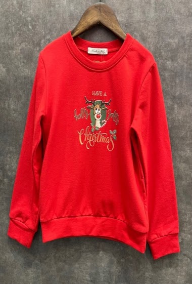 Wholesaler Squared & Cubed - Unisex printed fleece round collar sweater "HOLLY JOLLY CHRISTMAS"