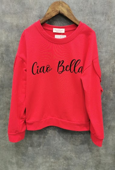 Thin jersey sweater with ruffle sleeves "Ciao Bella"