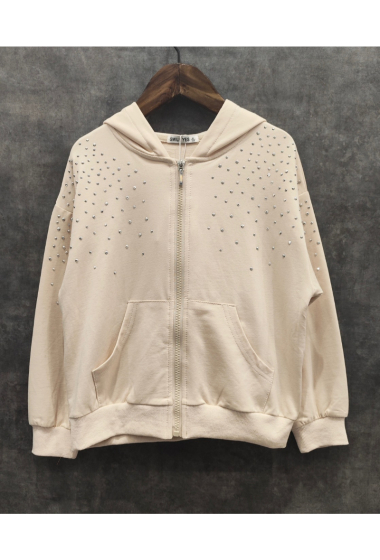 Wholesaler Squared & Cubed - Girls' zipped sweatshirt with rhinestones