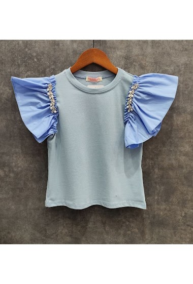 Wholesaler Squared & Cubed - Tshirt with ruffle sleeves and strass ornaments