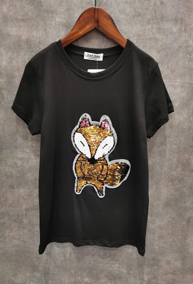 Wholesaler Squared & Cubed - Short sleeves tshirt with magical sequins "FOX"
