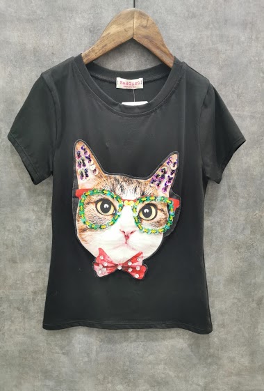 Tshirt with fancy beads "CAT"