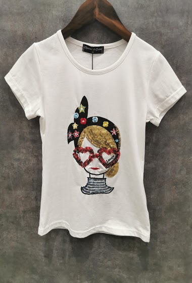 Großhändler Squared & Cubed - Embroided fancy tshirt with sequins
