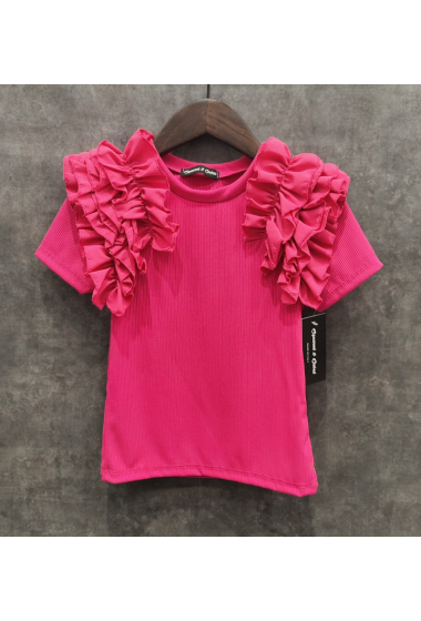 Wholesaler Squared & Cubed - Ribbed t-shirt with flower details on the sleeves