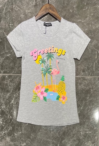 Mayorista Squared & Cubed - Printed tshirt with sequins "greetings"