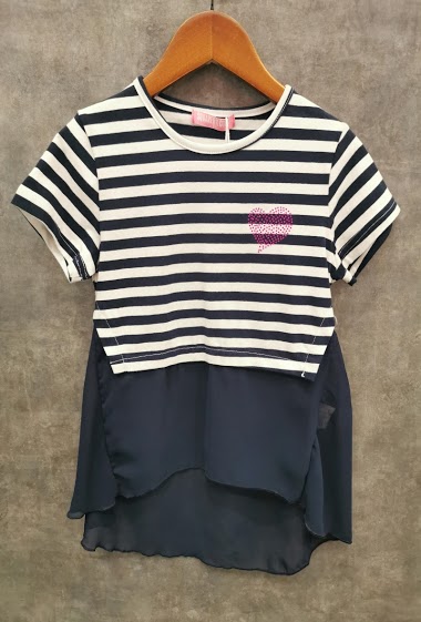 Großhändler Squared & Cubed - Striped tshirt with chiffon