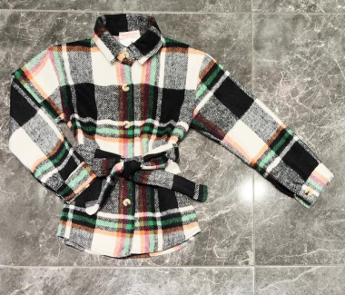 Wholesaler Squared & Cubed - Short wool plaid vest with a belt