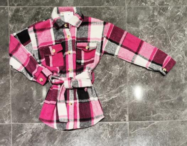 Wholesaler Squared & Cubed - Long wool plaid jacket with a belt