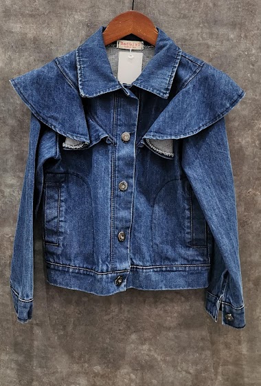 Jean vest with ruffles
