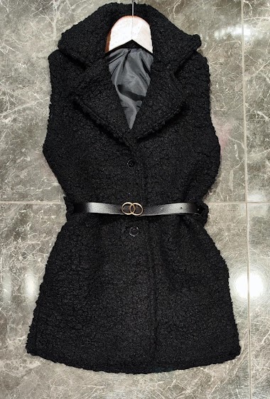 Wholesaler Squared & Cubed - Sheep fur alike sleeveless vest with a belt