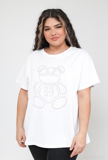 Wholesalers See Modern Grandes Tailles - Large size cotton T-shirt with rhinestones "bear"