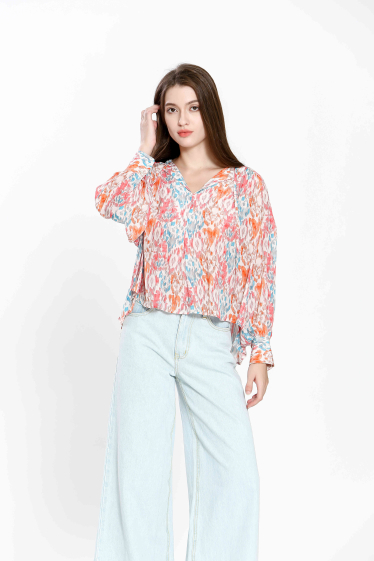 Wholesaler SEE U SOON - Long sleeve geometric print blouse
