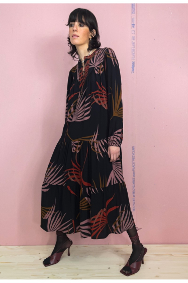 Wholesaler SEE U SOON - Women's long palm print dress