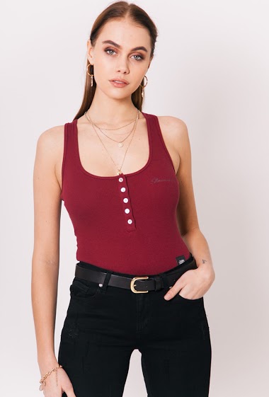 Großhändler Sixth June Paris - Ribbed bodysuit with burgundy buttons