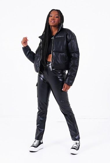 Mayorista Sixth June Paris - Short faux leather puffer jacket Black